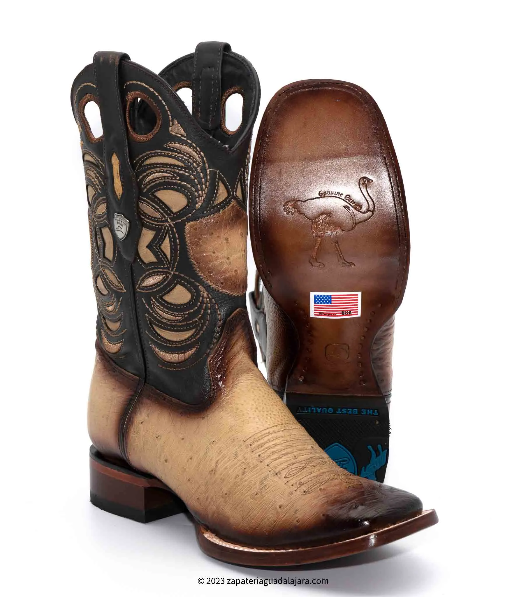 28249715 WIDE SQUARE TOE SMOOTH OSTRICH FADED ORIX