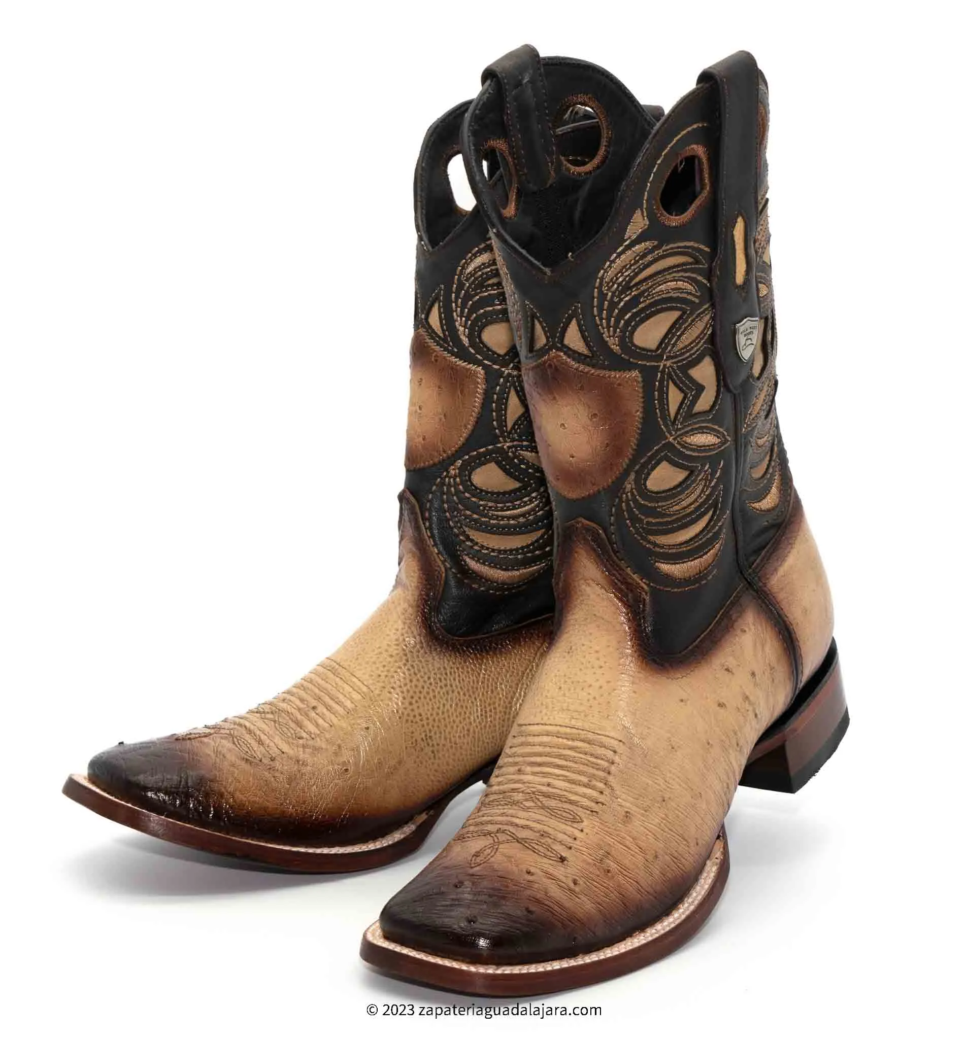 28249715 WIDE SQUARE TOE SMOOTH OSTRICH FADED ORIX