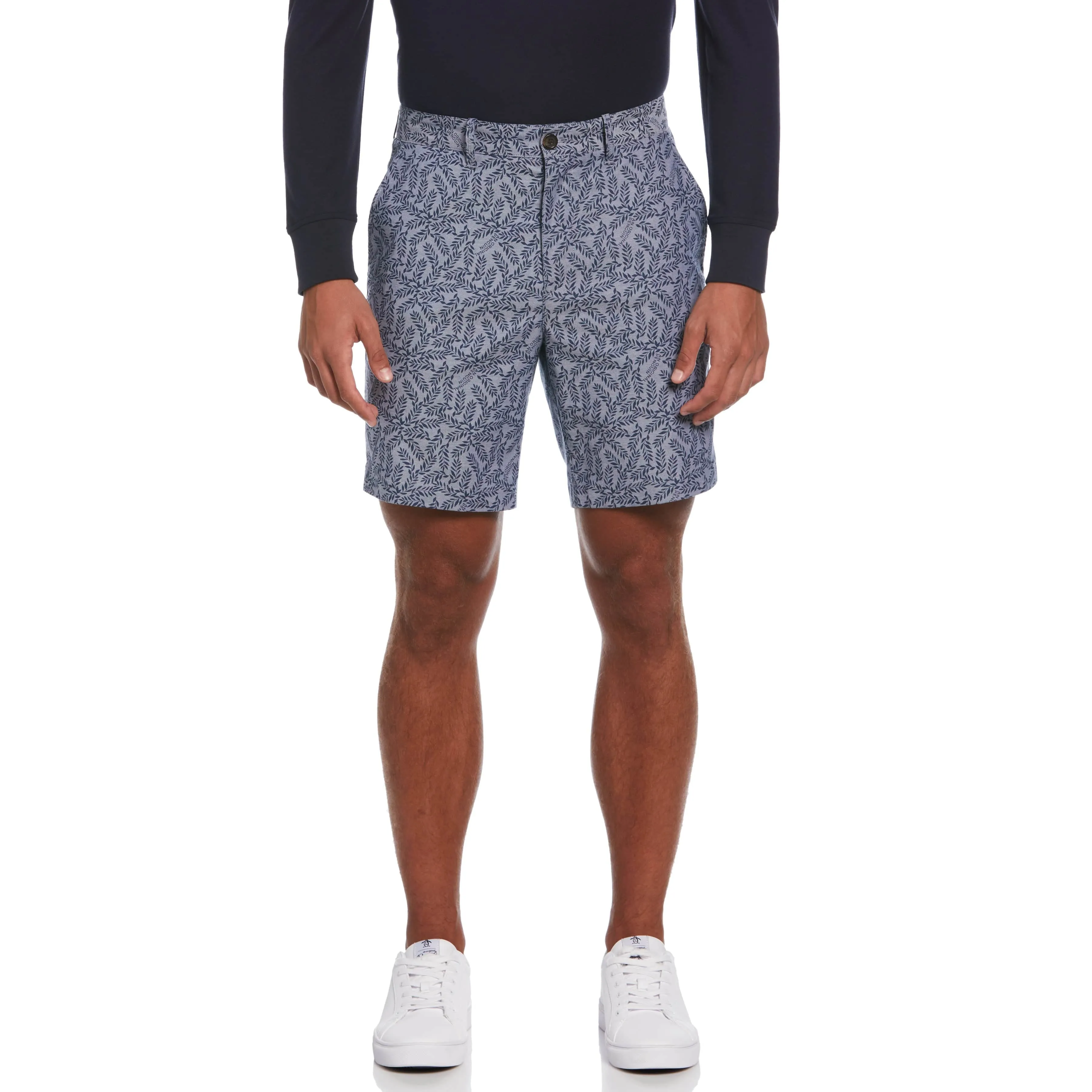 8" Leaf Print Oxford Short
