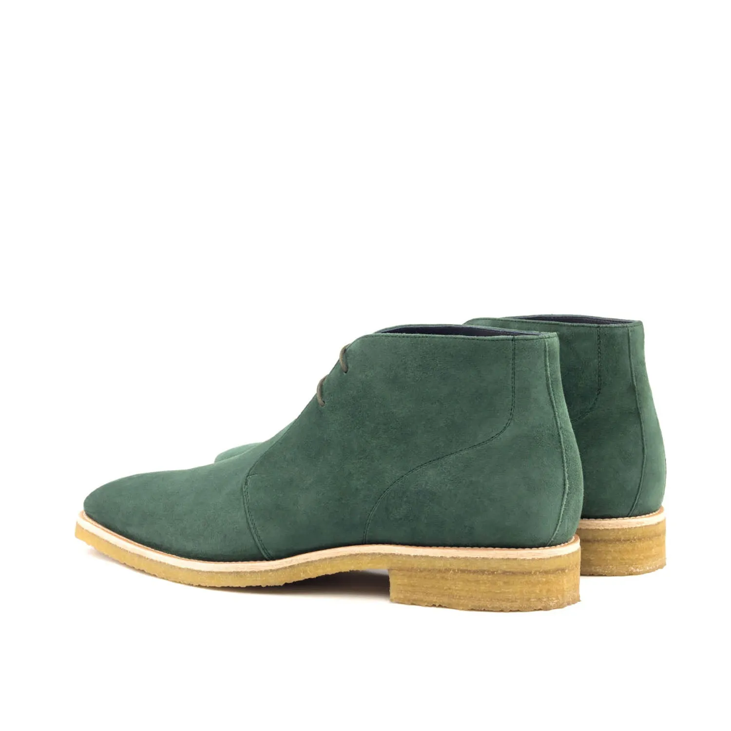 Ambrogio Bespoke Men's Handmade Custom Shoes Green Suede Leather Chukka Boots (AMB1342)