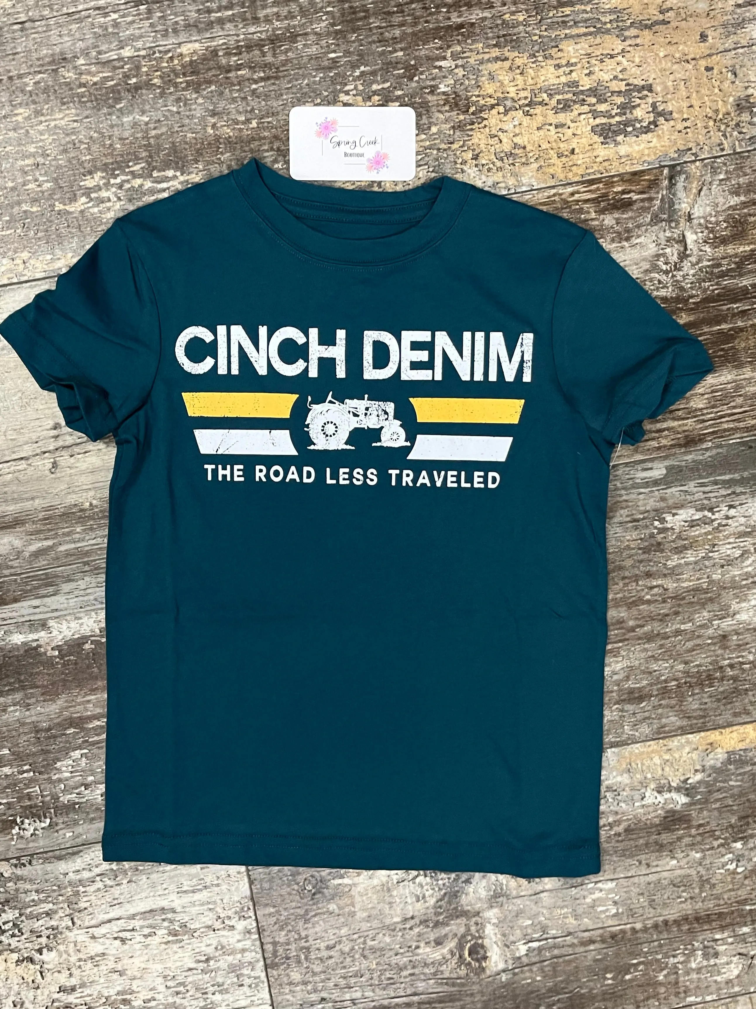 BOY'S CINCH DENIM THE ROAD LESS TRAVELED TEE - GREEN