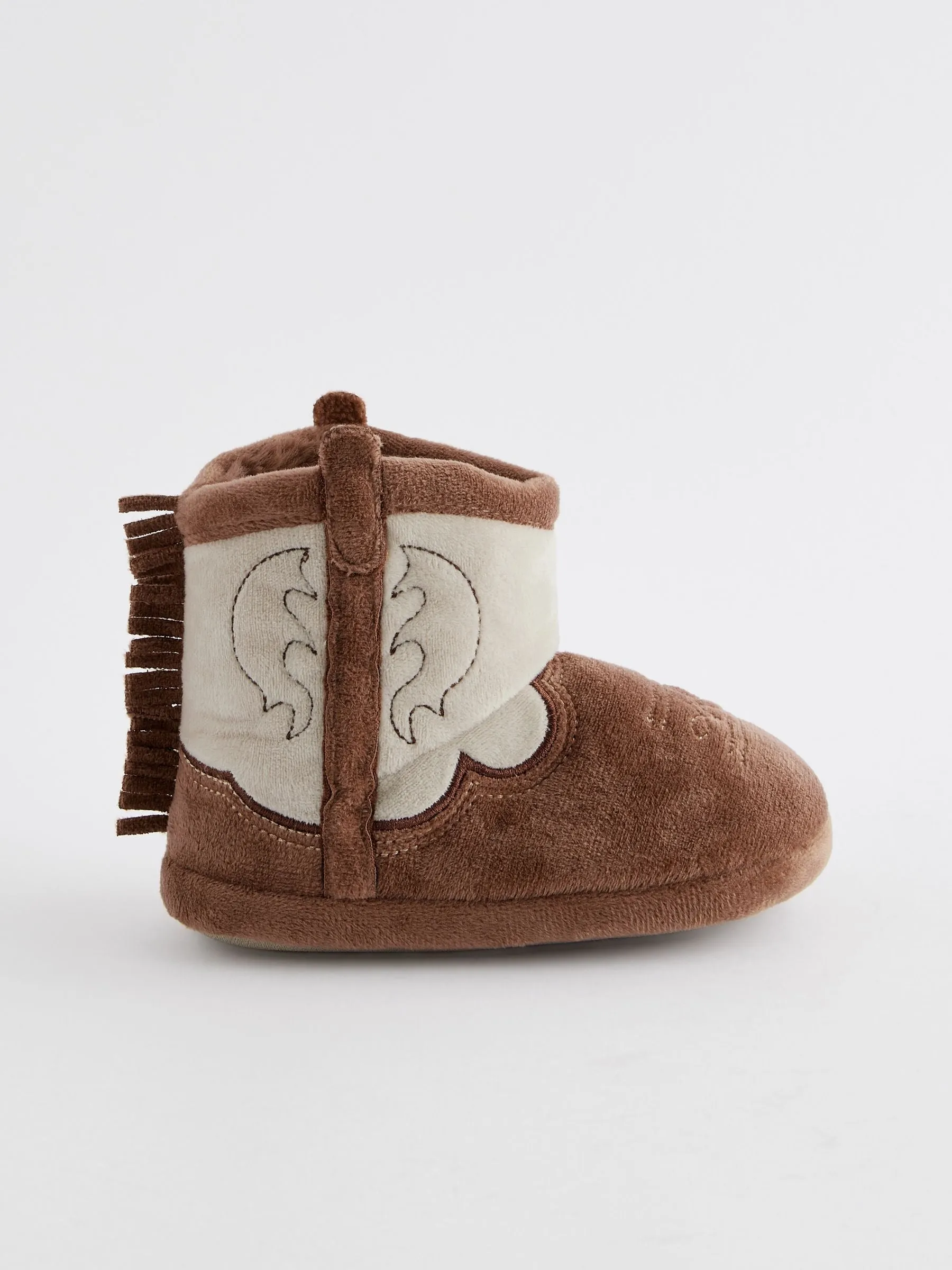 Brown/Cream Western Slipper Boots