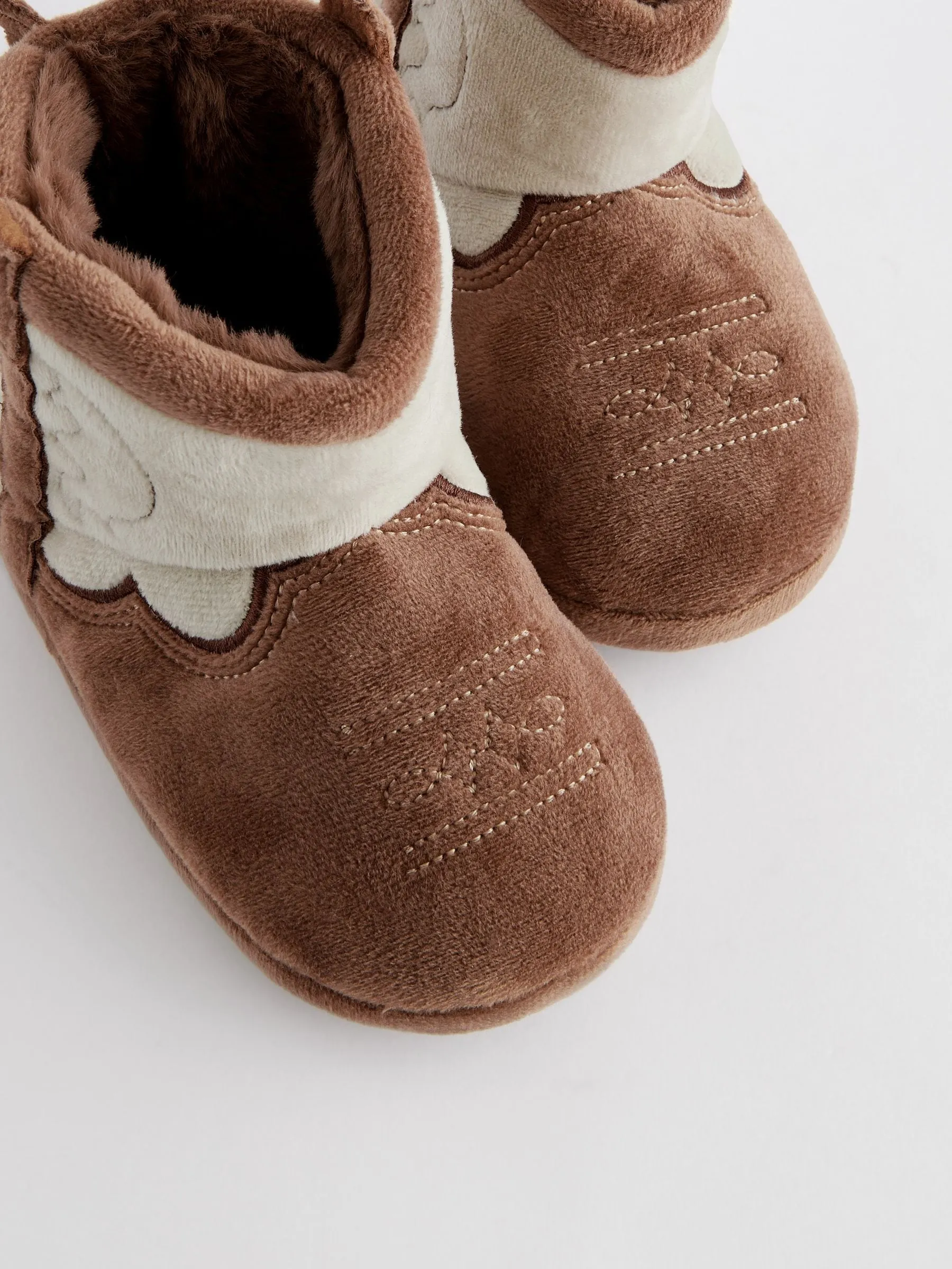Brown/Cream Western Slipper Boots