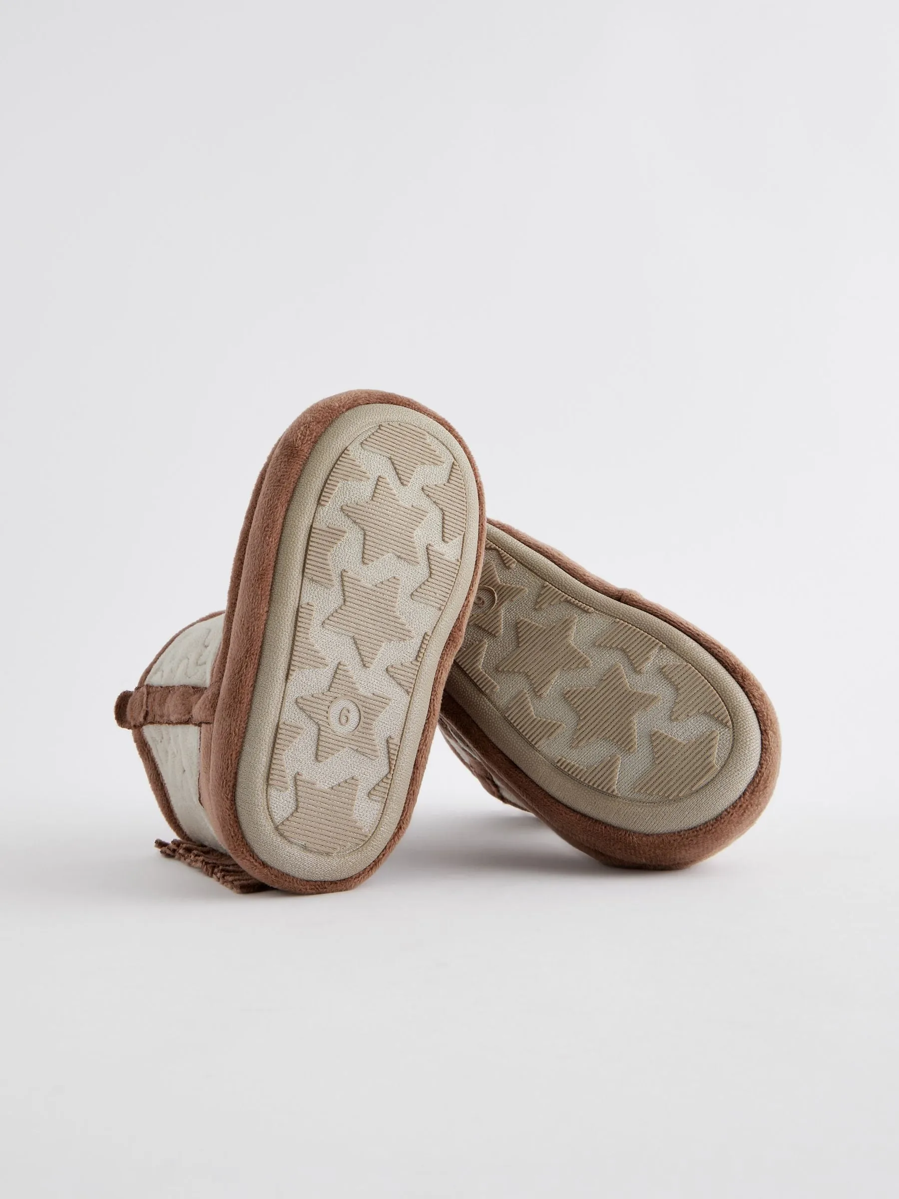 Brown/Cream Western Slipper Boots