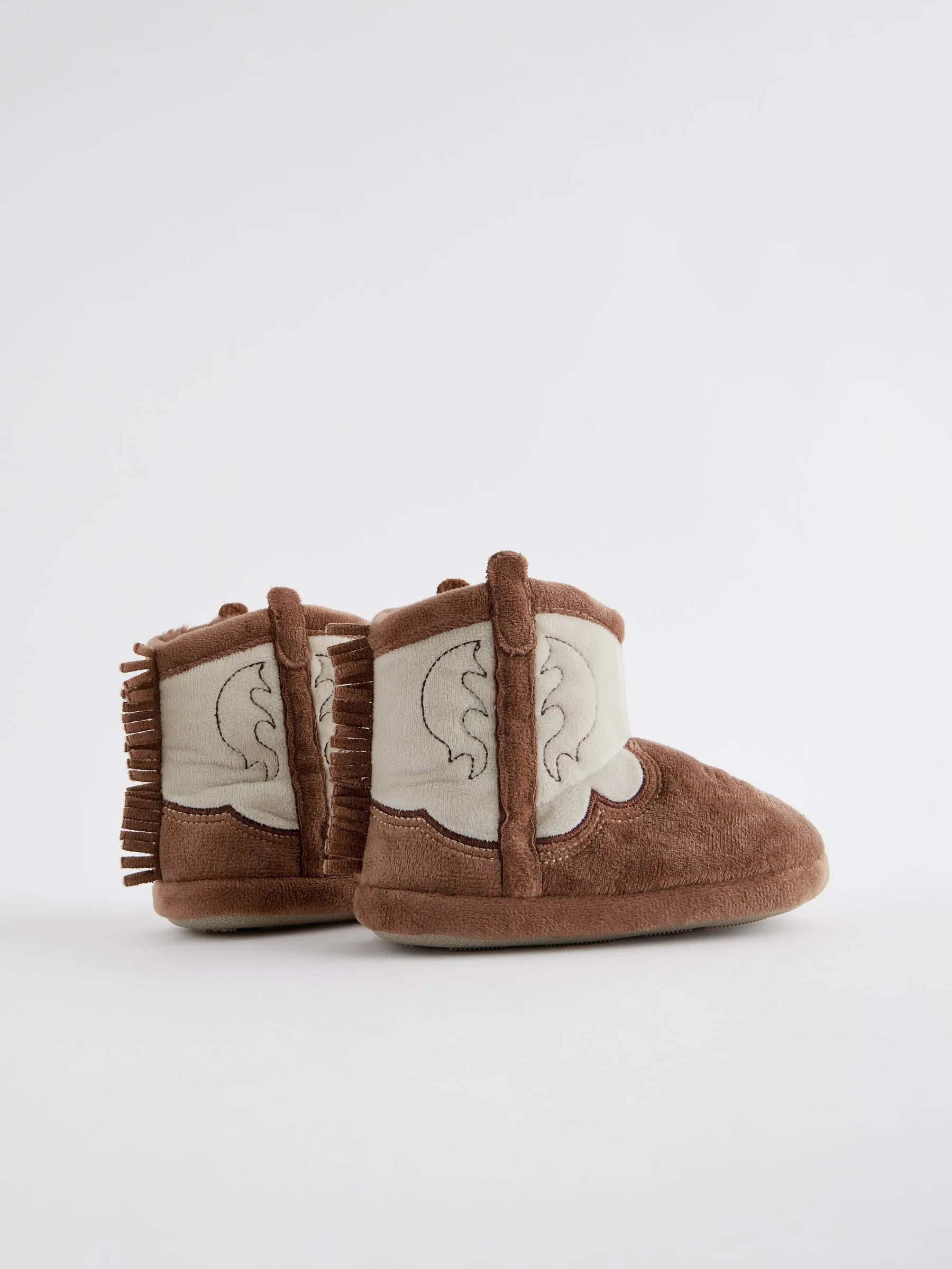Brown/Cream Western Slipper Boots