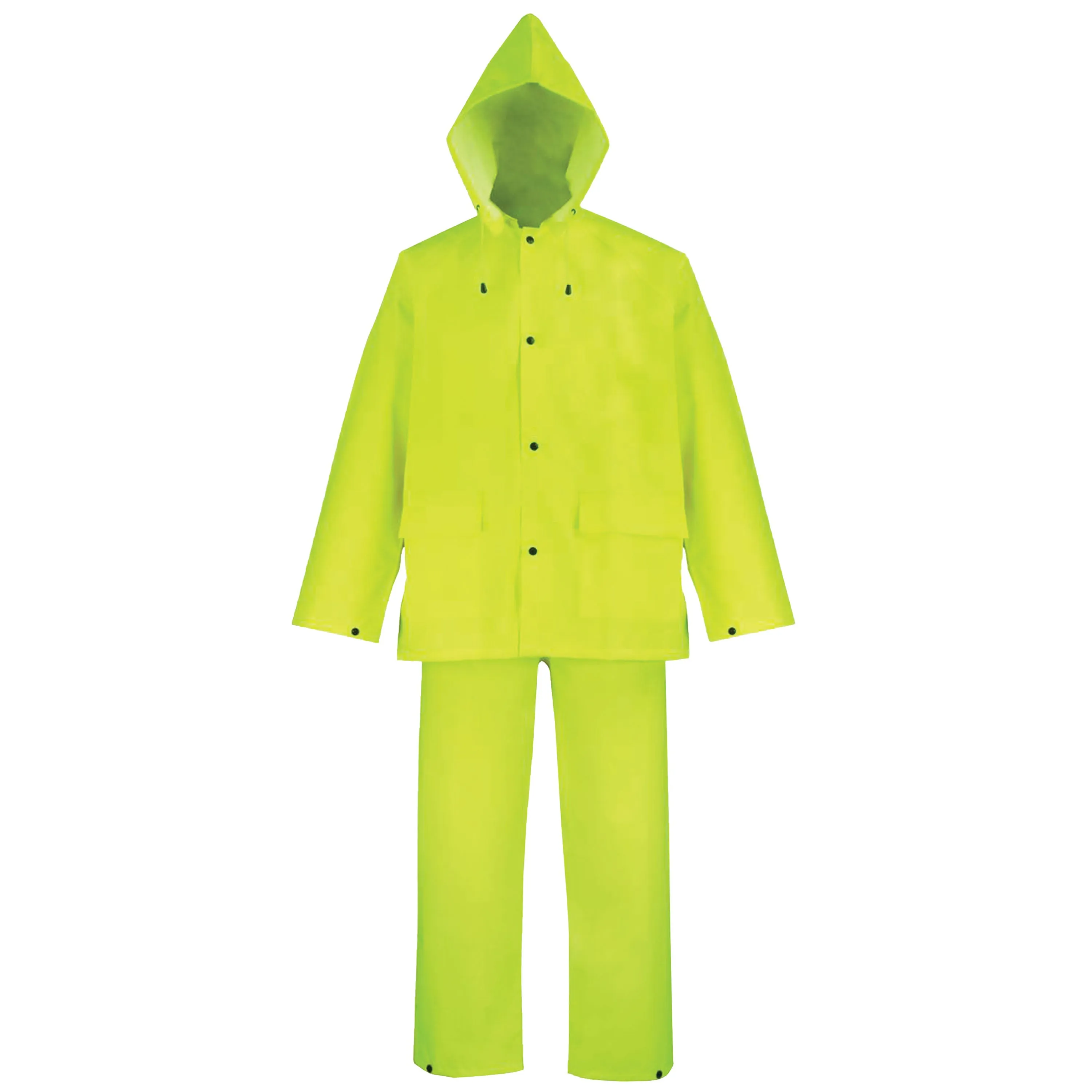 Diamondback OX025PU-L Rain Suit, L, 29-1/2 in Inseam, Polyester, Hi-Viz Yellow, Comfortable Oxford Polyester Collar