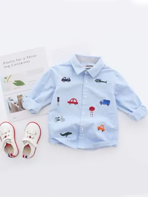 Embroidered Cars & Planes Shirt