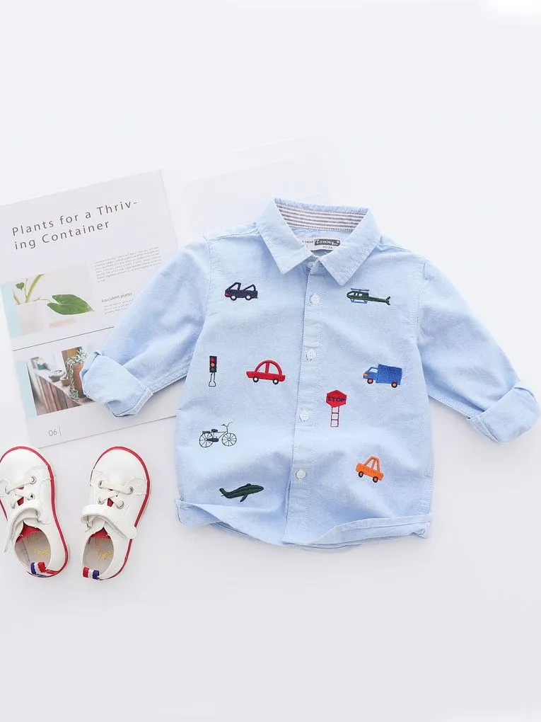 Embroidered Cars & Planes Shirt