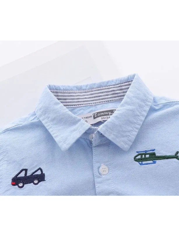 Embroidered Cars & Planes Shirt