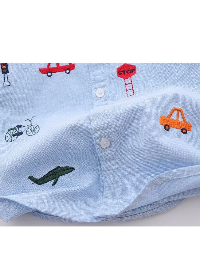 Embroidered Cars & Planes Shirt