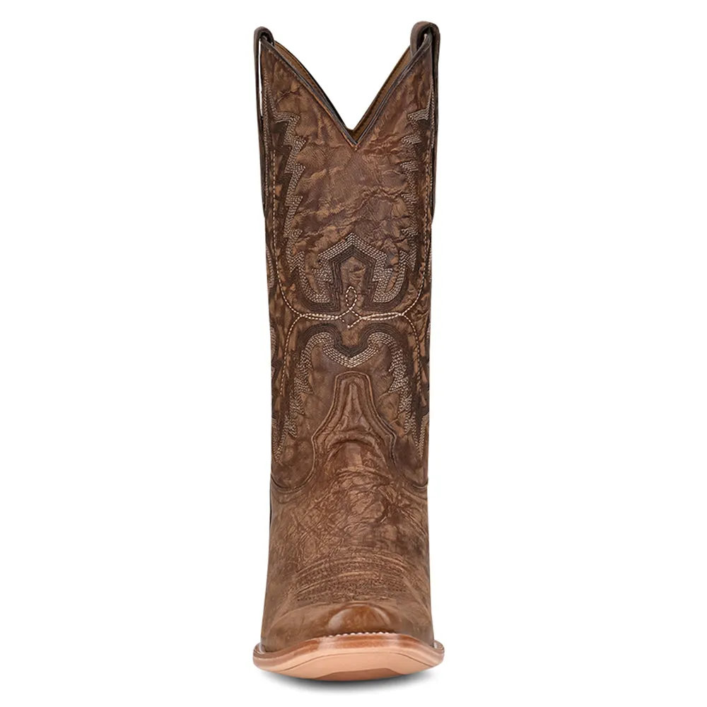 Embroidered Narrow Square Toe Pull On Cowboy Boots