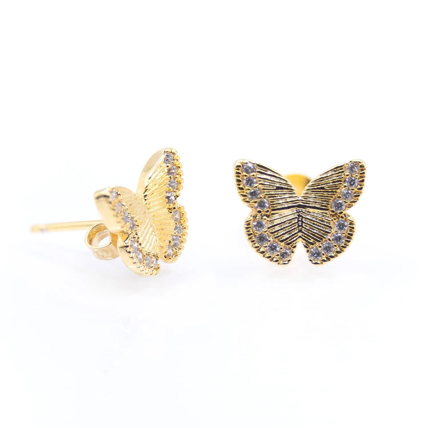 Empire Cove 14K Gold Sterling Silver Dipped Stud Earrings Jewelry Butterfly Cubic Zirconia