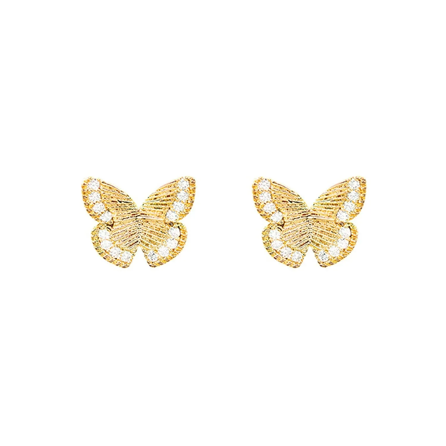 Empire Cove 14K Gold Sterling Silver Dipped Stud Earrings Jewelry Butterfly Cubic Zirconia