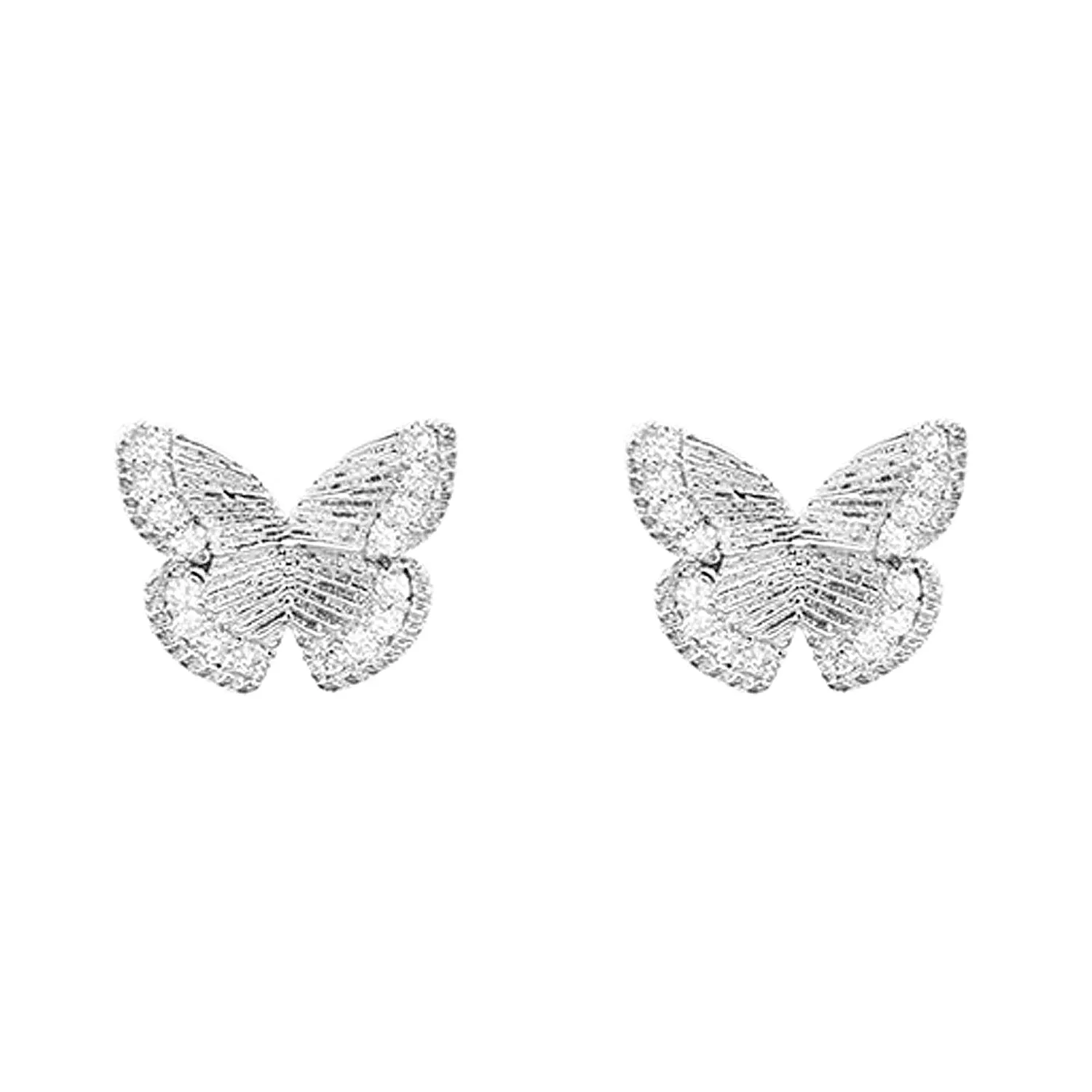 Empire Cove 14K Gold Sterling Silver Dipped Stud Earrings Jewelry Butterfly Cubic Zirconia