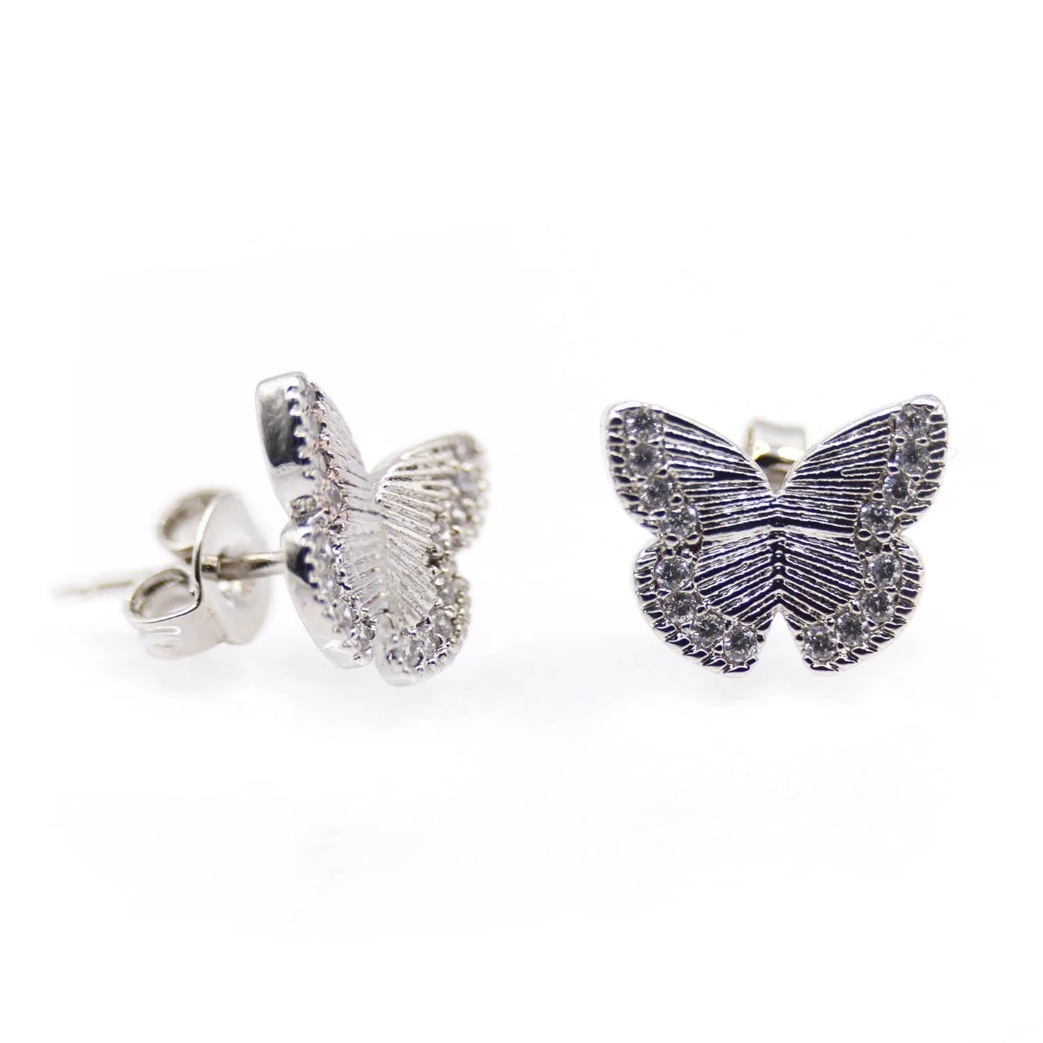 Empire Cove 14K Gold Sterling Silver Dipped Stud Earrings Jewelry Butterfly Cubic Zirconia