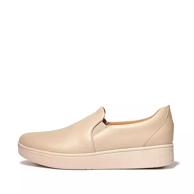 Fitflop Rally Leather Slip on Skate Sneakers Stone Beige