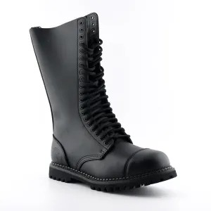 Grinders - King CS Black Leather Steel Toe Unisex Military Style Boots