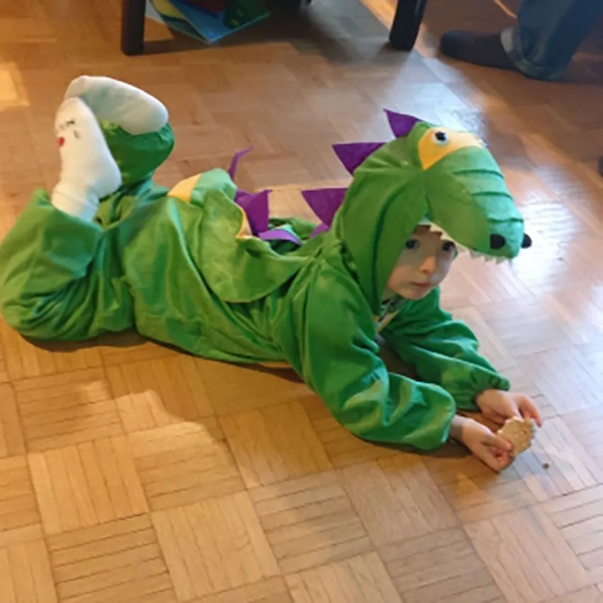 Halloween Joskaa 2024 New Children Dinosaur Halloween Costumes For Kids Carnival Party Jumpsuit Adult Animal Velvet Boy Stage Children's Day Gift