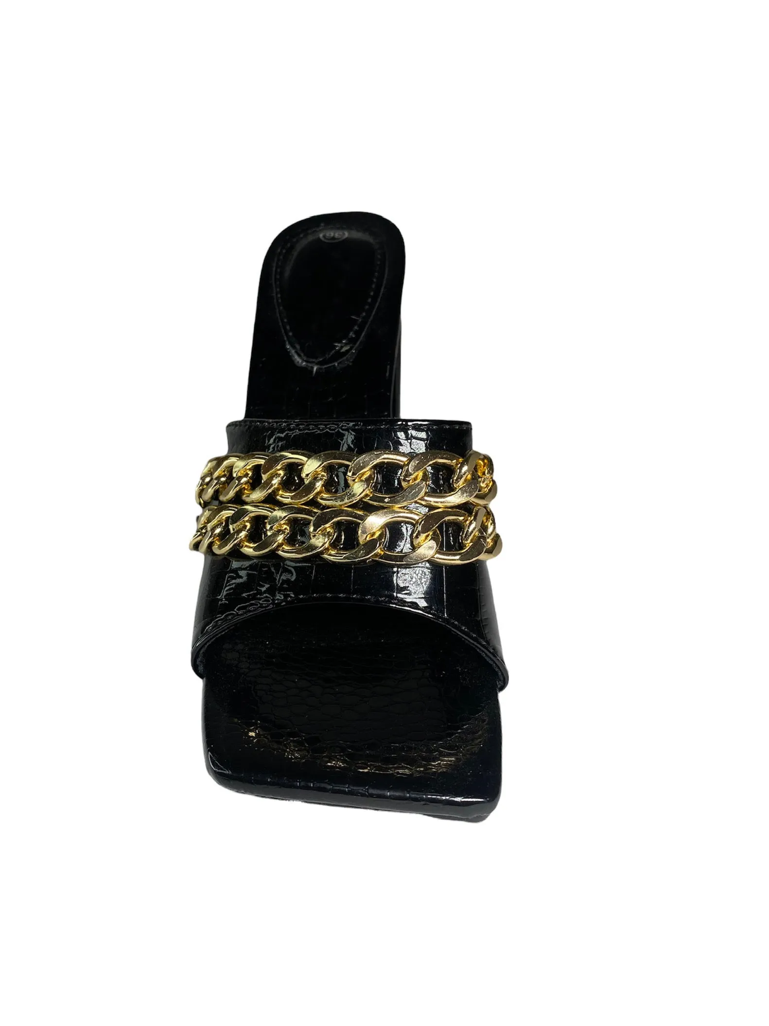 Heels with a gold chain - Black