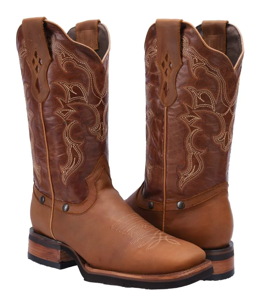 JB822 WIDE SQUARE TOE TAN CRAZY