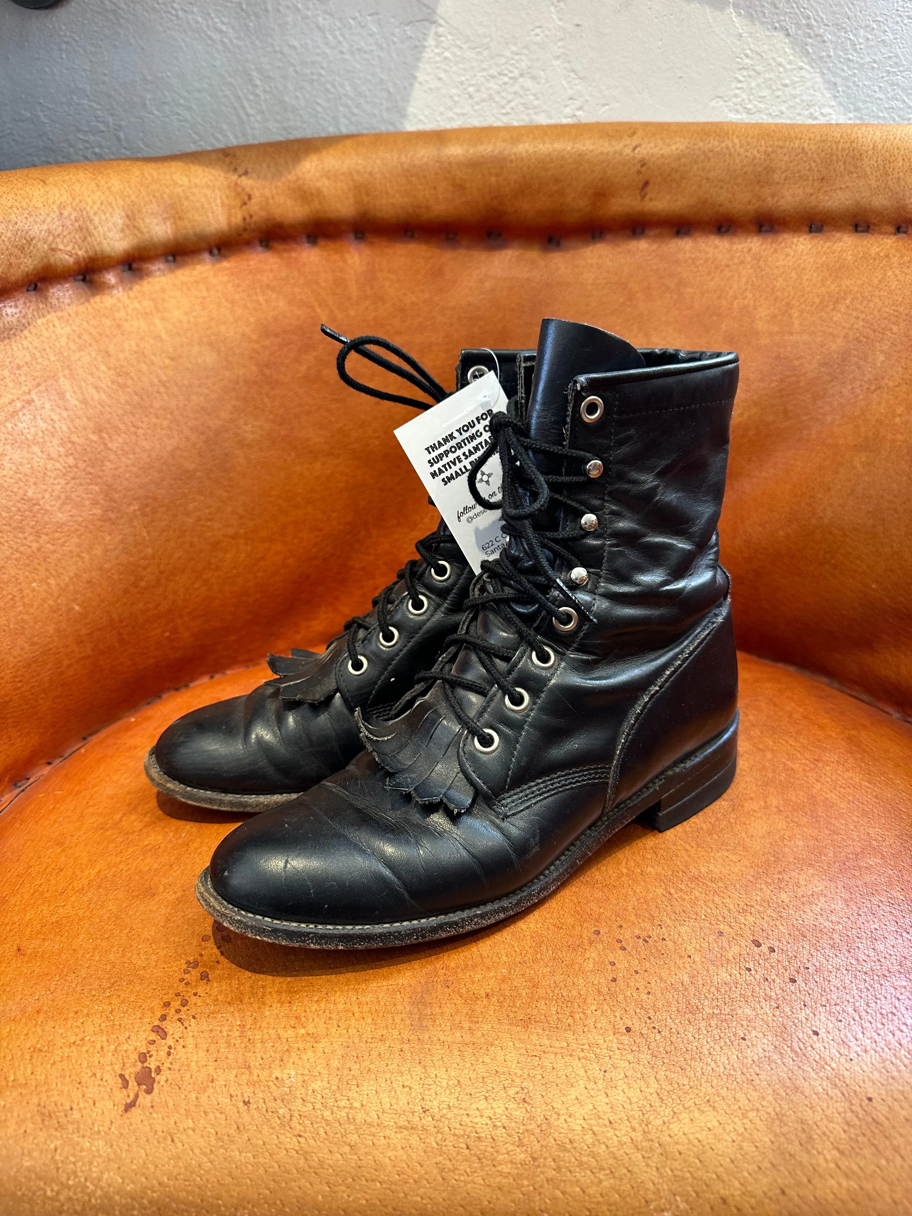 Justin Packer Boots Black with Kiltie- 6