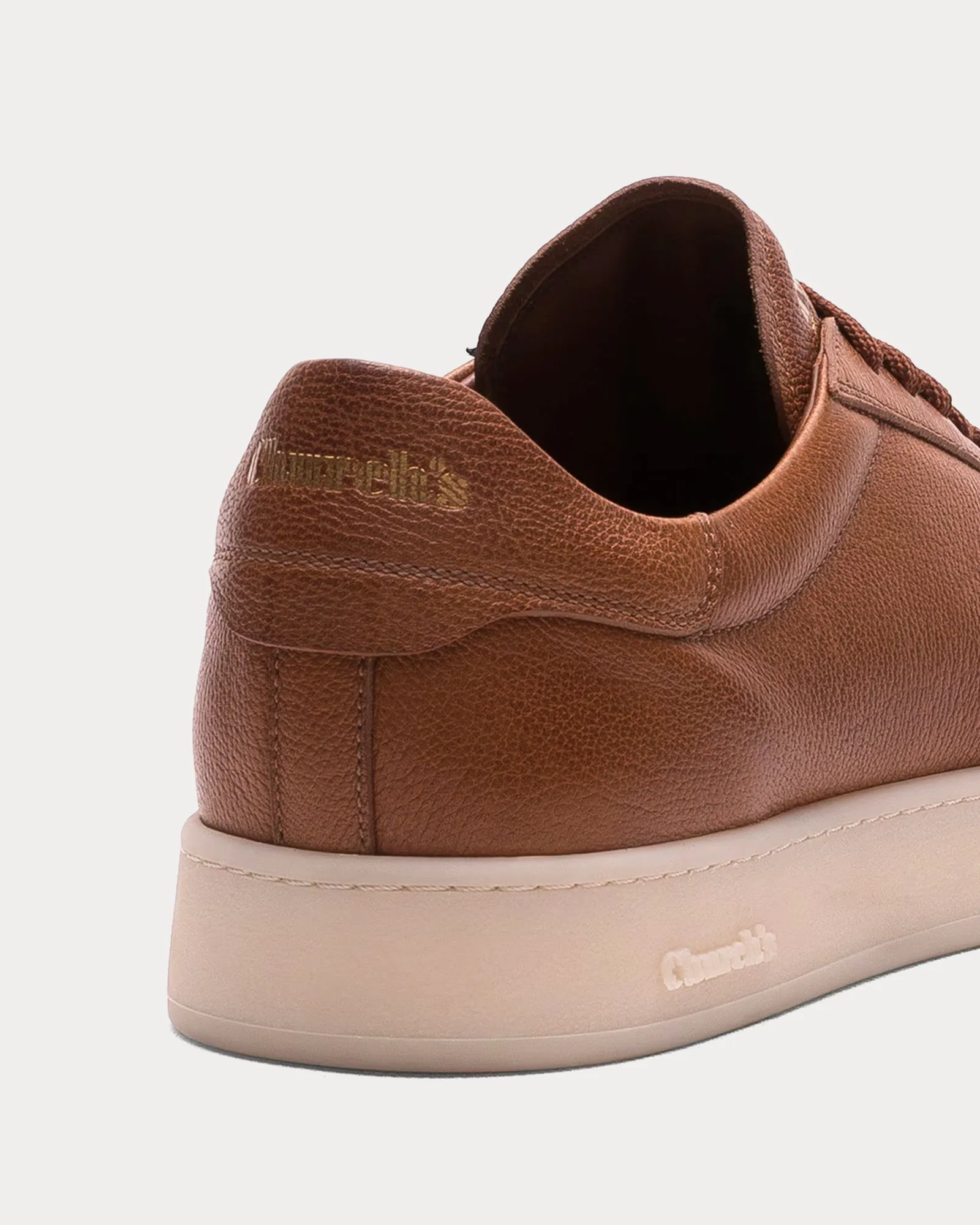 Largs Grain Calskin Walnut Low Top Sneakers