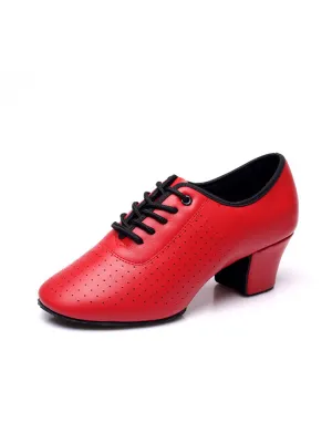 Leather Latin Dance Shoes Mid Heel Soft Sole Dance Shoes