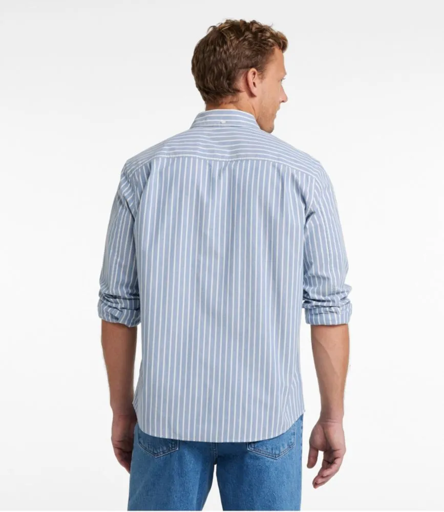 Men's Comfort Stretch Oxford Shirt, Slightly Fitted Untucked Fit, Stripe