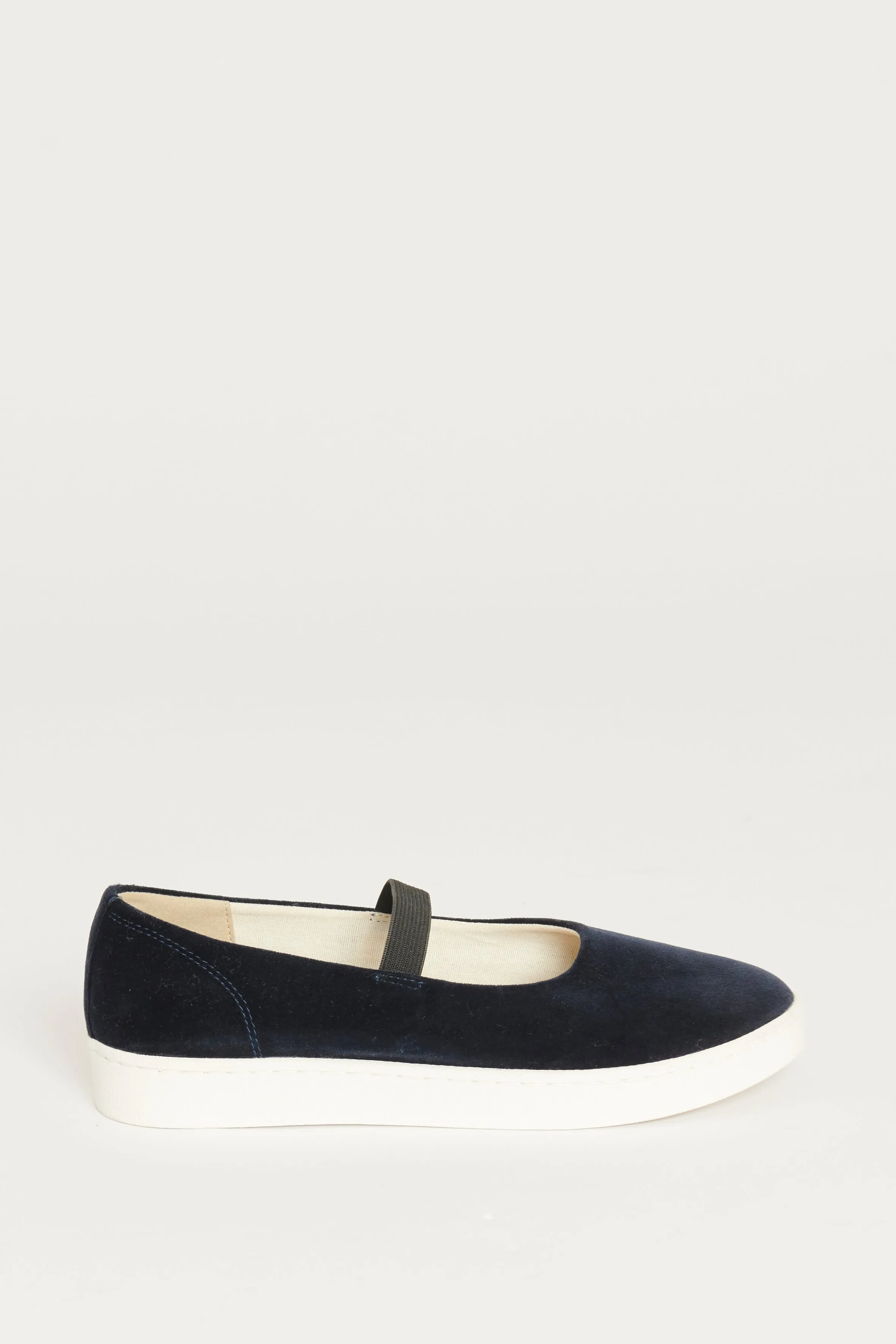 Navy Blue Velvet Preowned Strappy Plimsoles