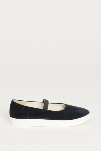 Navy Blue Velvet Preowned Strappy Plimsoles