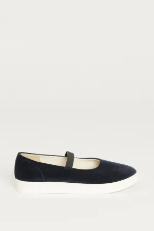 Navy Blue Velvet Preowned Strappy Plimsoles