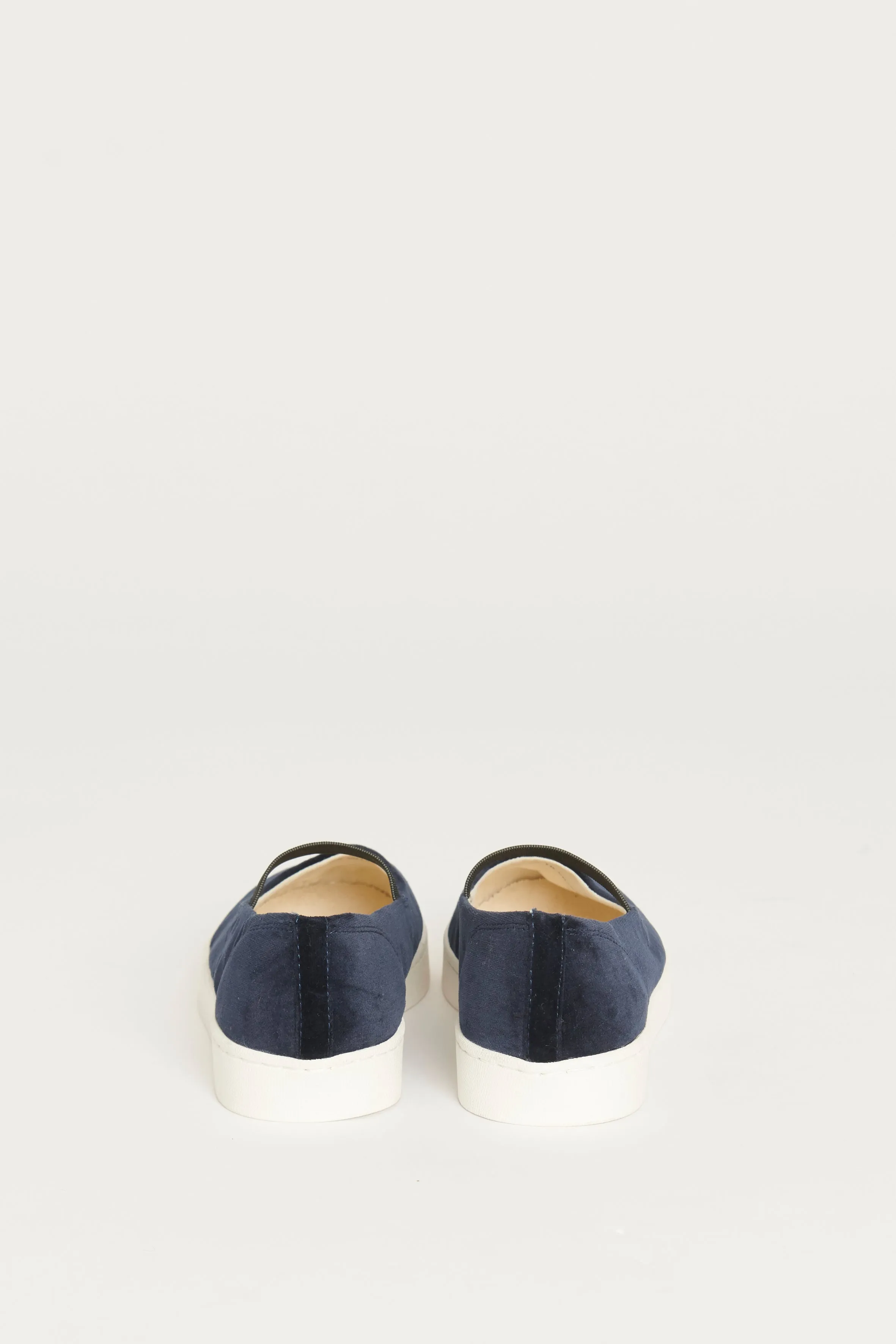 Navy Blue Velvet Preowned Strappy Plimsoles