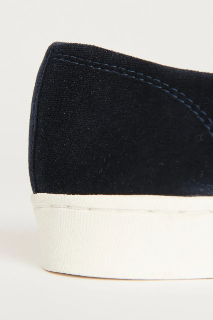 Navy Blue Velvet Preowned Strappy Plimsoles