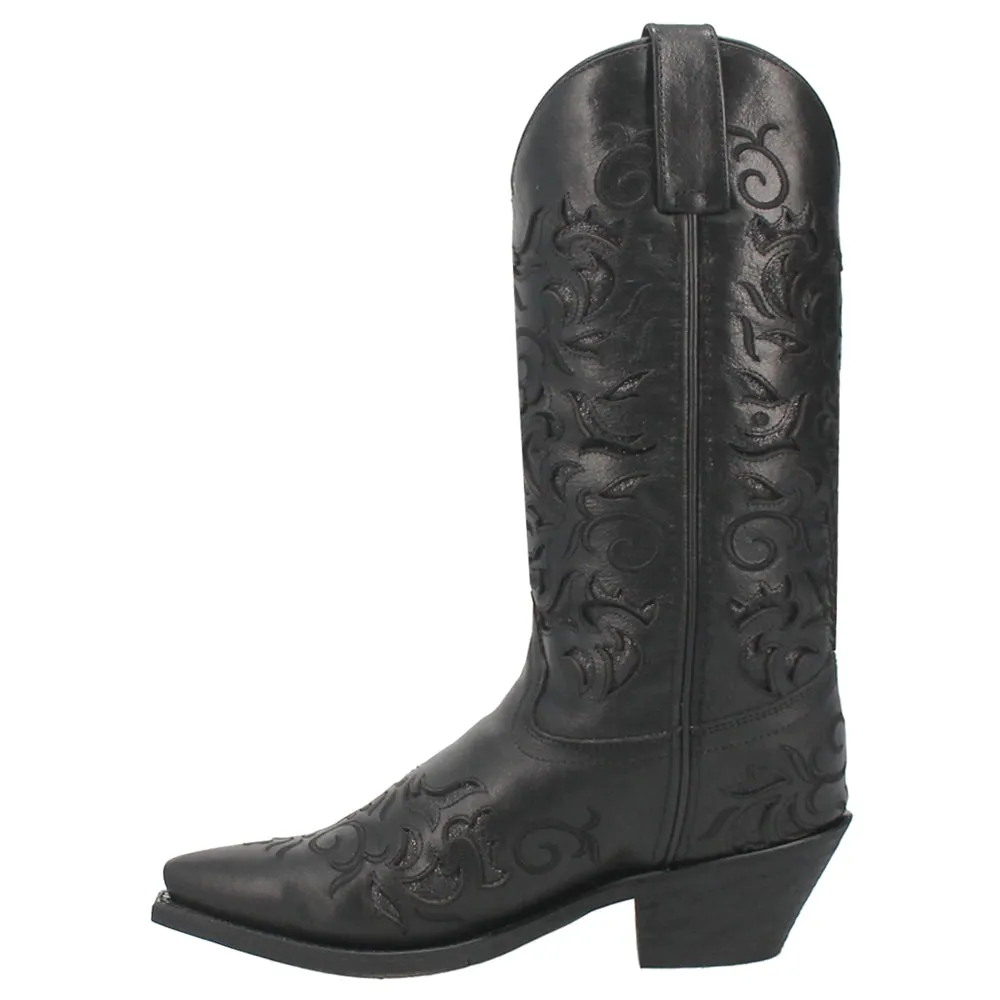 Night Sky Tooled-Inlay Glitter Snip Toe Cowboy Boots
