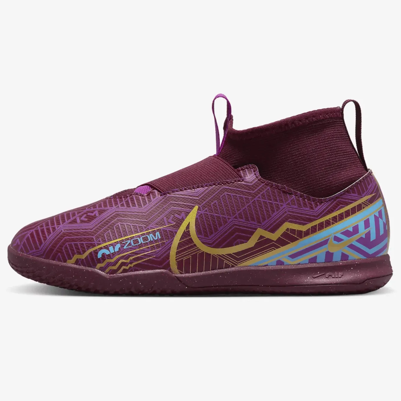 Nike Jr Zoom Superfly 9 Academy KM Indoor - Dark Beetroot-Gold