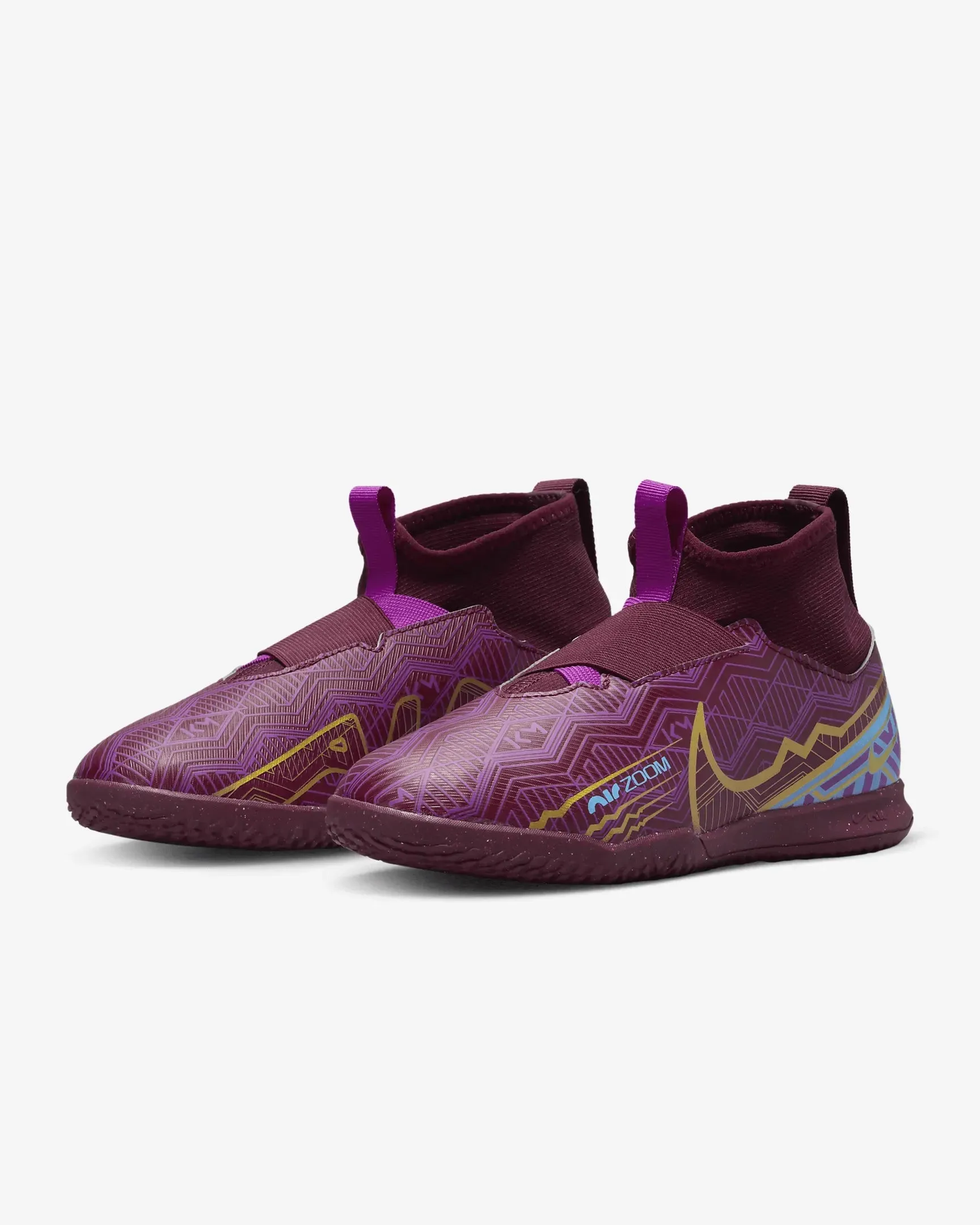 Nike Jr Zoom Superfly 9 Academy KM Indoor - Dark Beetroot-Gold