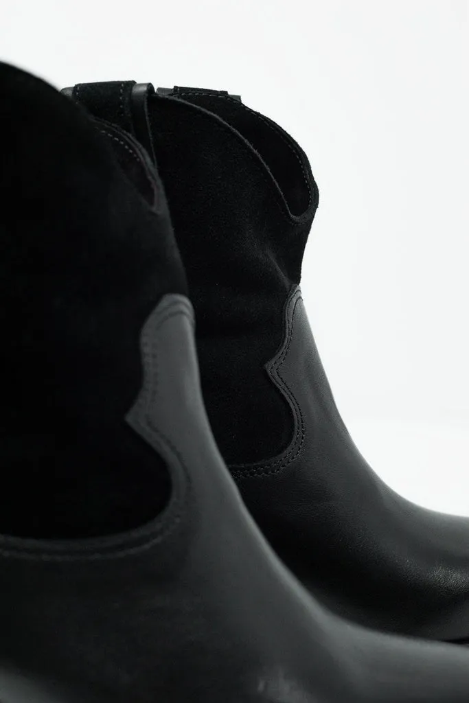 Original Black Western Sock Boots With Suede Detail