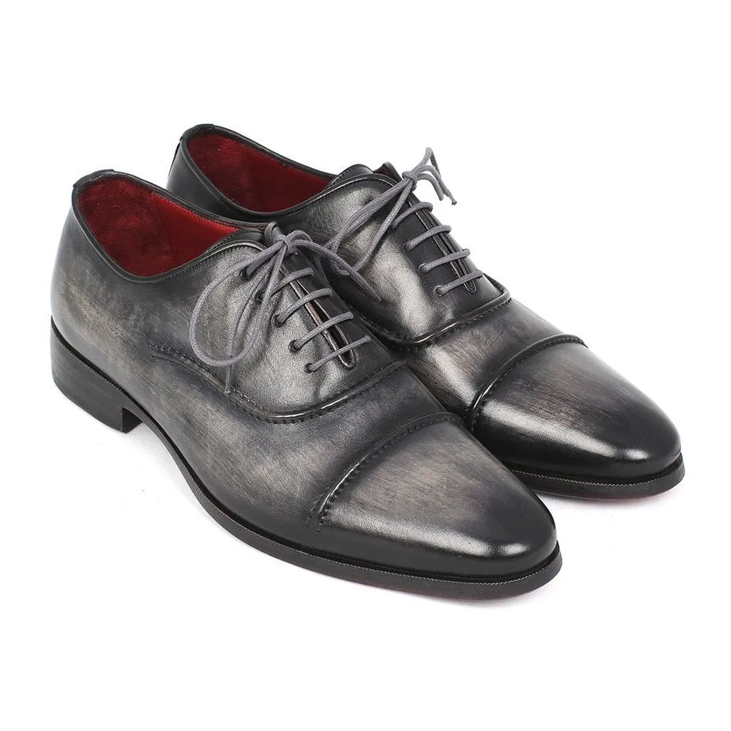 Paul Parkman Men's Captoe Oxfords Gray & Black Shoes (ID#077-GRY)