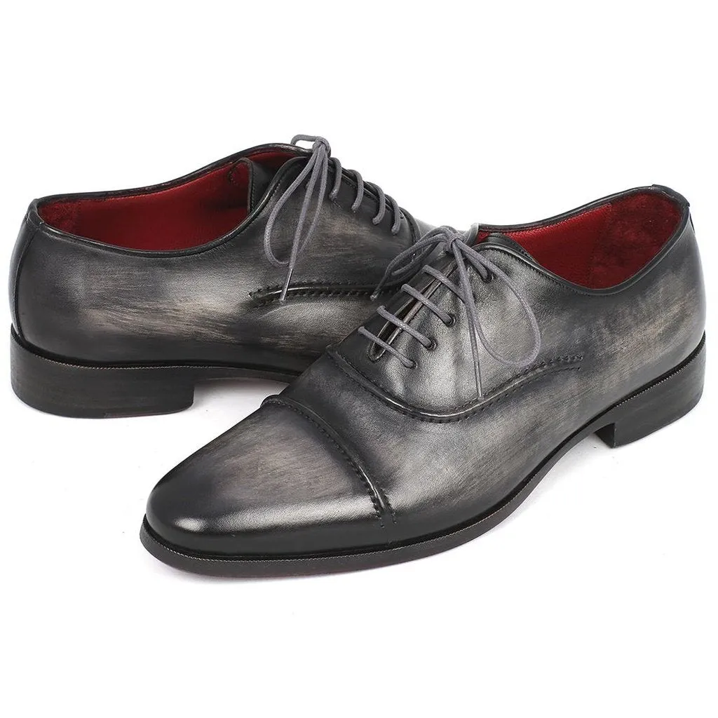 Paul Parkman Men's Captoe Oxfords Gray & Black Shoes (ID#077-GRY)