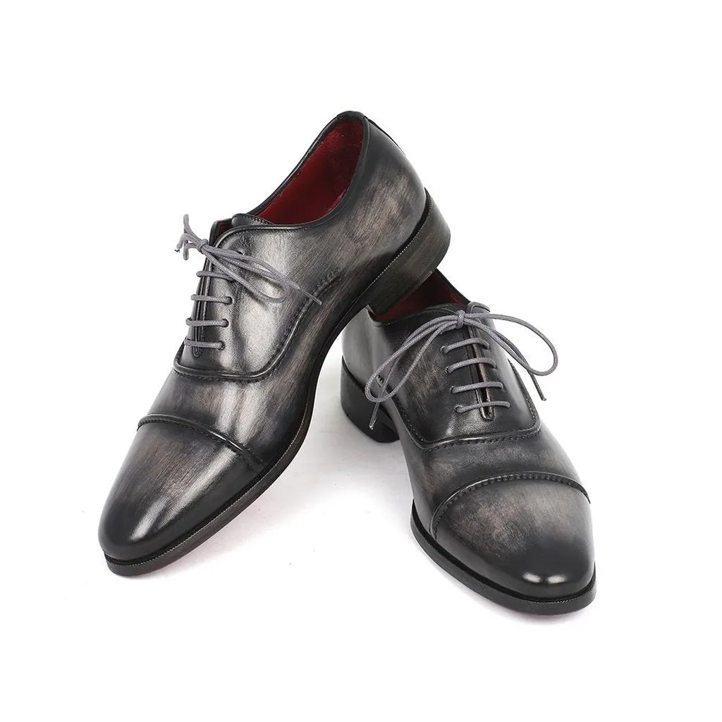 Paul Parkman Men's Captoe Oxfords Gray & Black Shoes (ID#077-GRY)