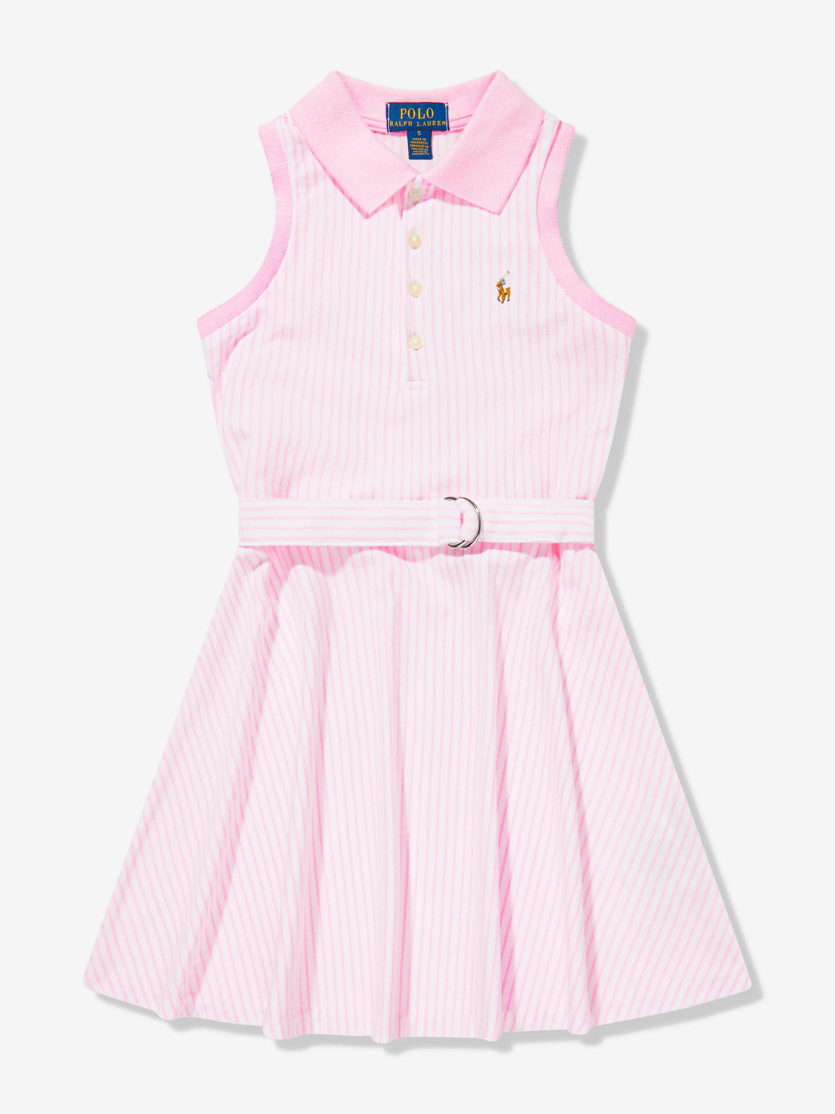 Ralph Lauren Girls Sleeveless Oxford Dress in Pink