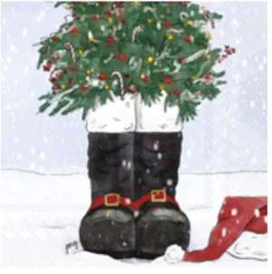 Santa Snow Boots Cocktail Napkins