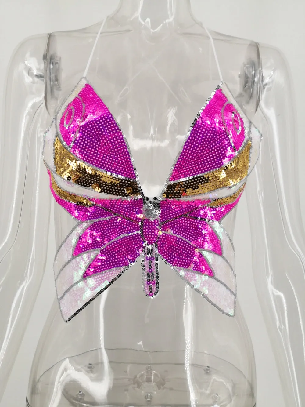 Sequin Butterfly Crop Top