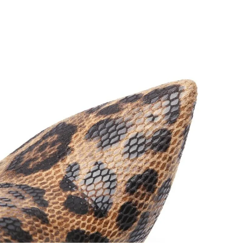 Sexy Leopard Zipper Point Toe High Heel Ankle Boots