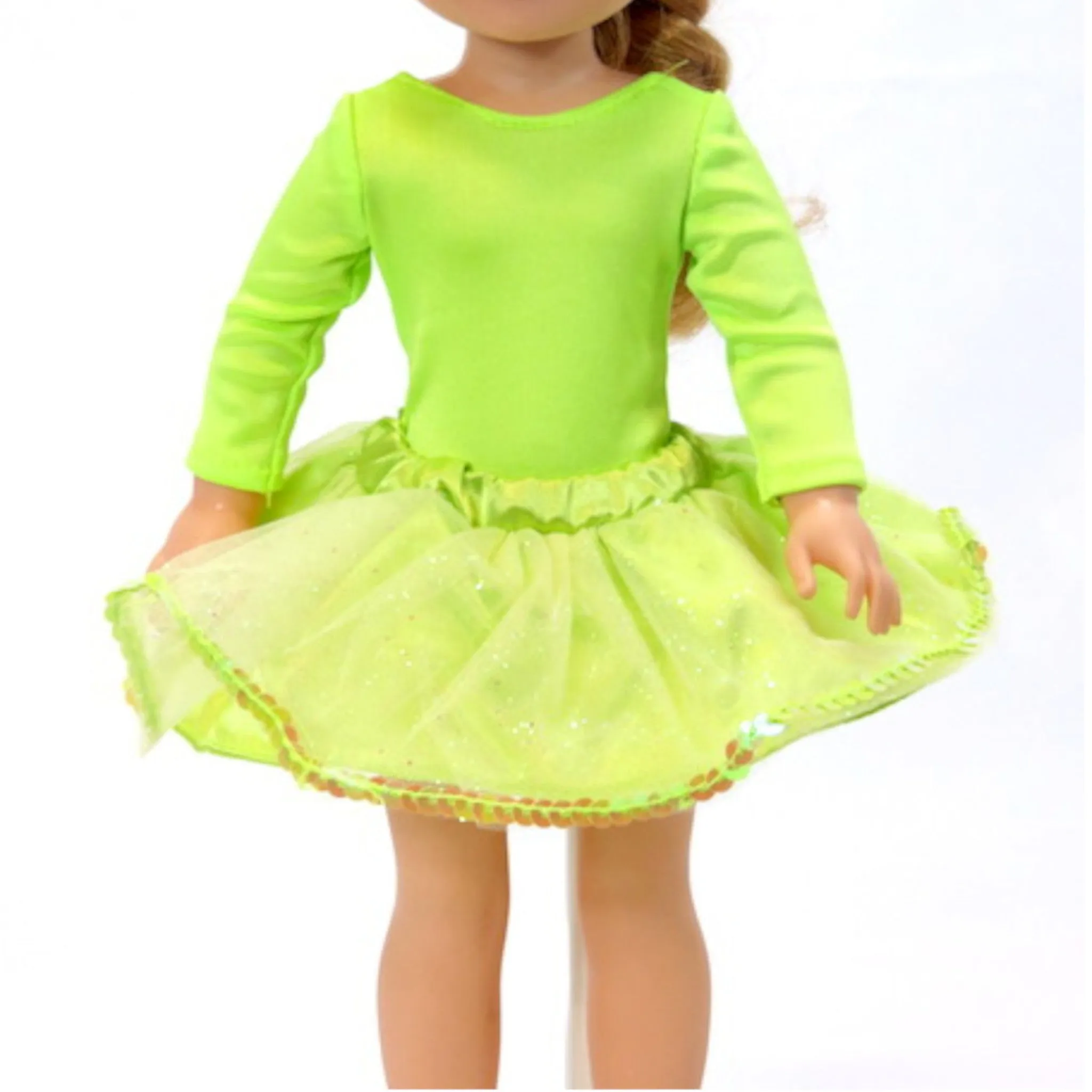 Sparkling Lime Green Dance Outfit with Shoes for 14 1/2-inch dolls