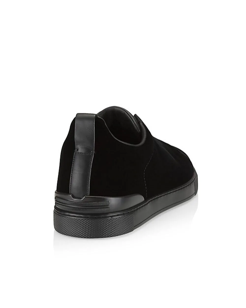 Velvet Low Top Triple Stitch Sneaker in Black