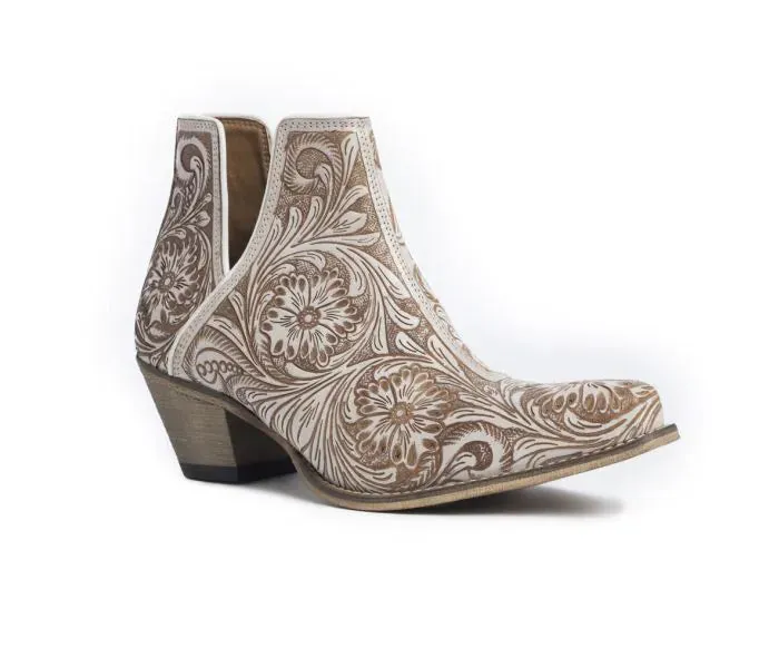 White Chocolate Tooled Booties