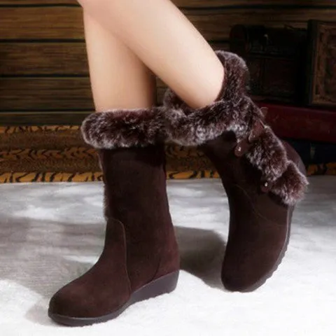 Women Flats Casual Thicken Winter Warm Faux Fur Snow Boots