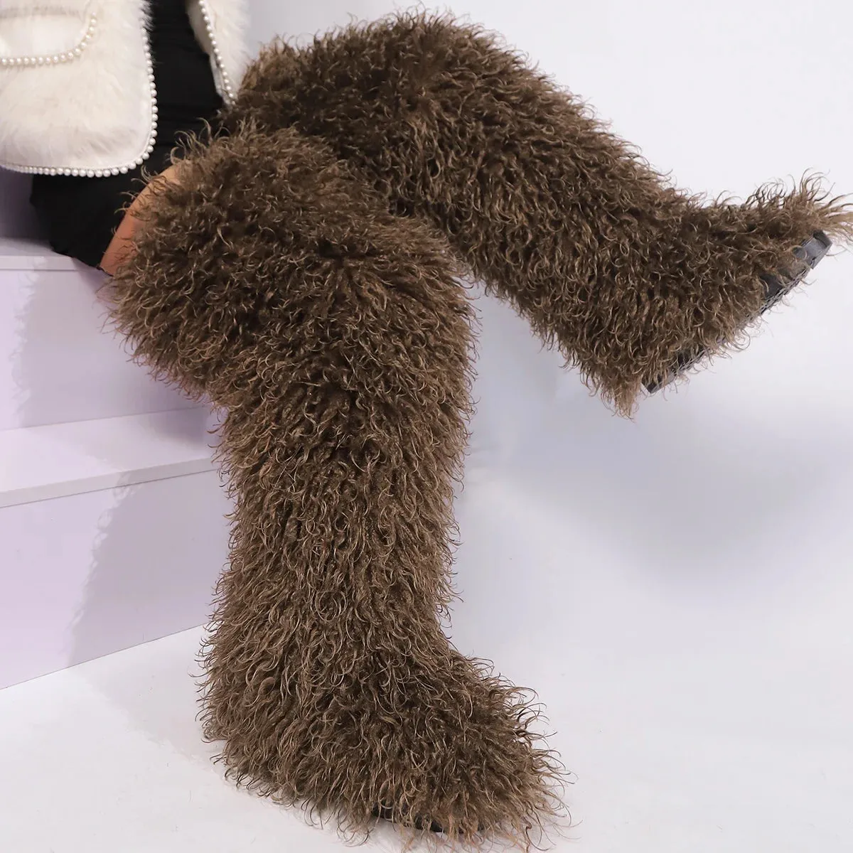 Women's High Winter New Fox Fur Snow Boots